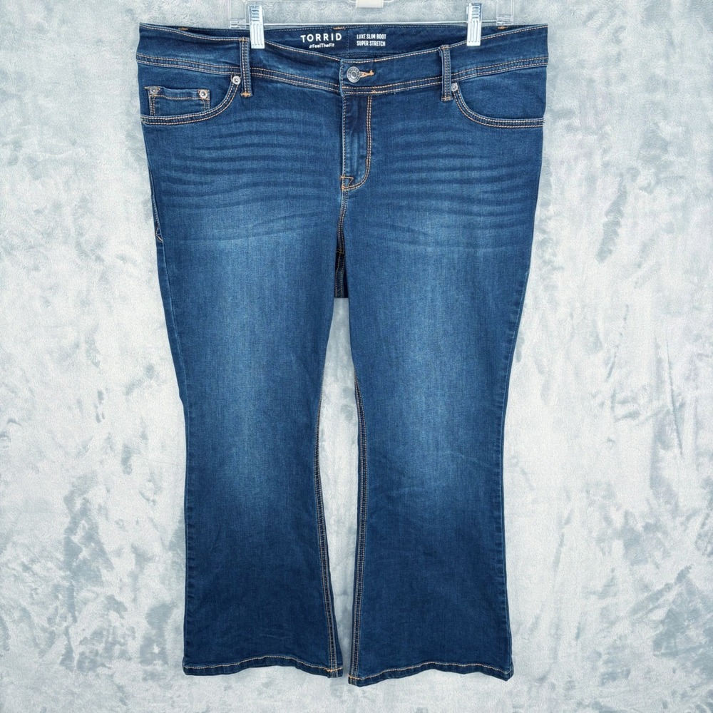 Torrid Womens 18S (Fits 38x28) Luxe‎ Slim Boot Super Stretch Dark Wash Denim
